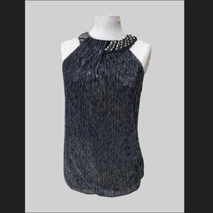 Stunning Alfani Metallic Embellished High‑Neck Top– Size M